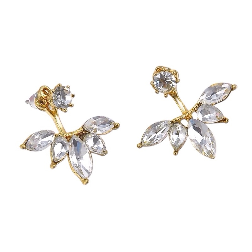 Crystal Double Sided Earrings Women Color Gold